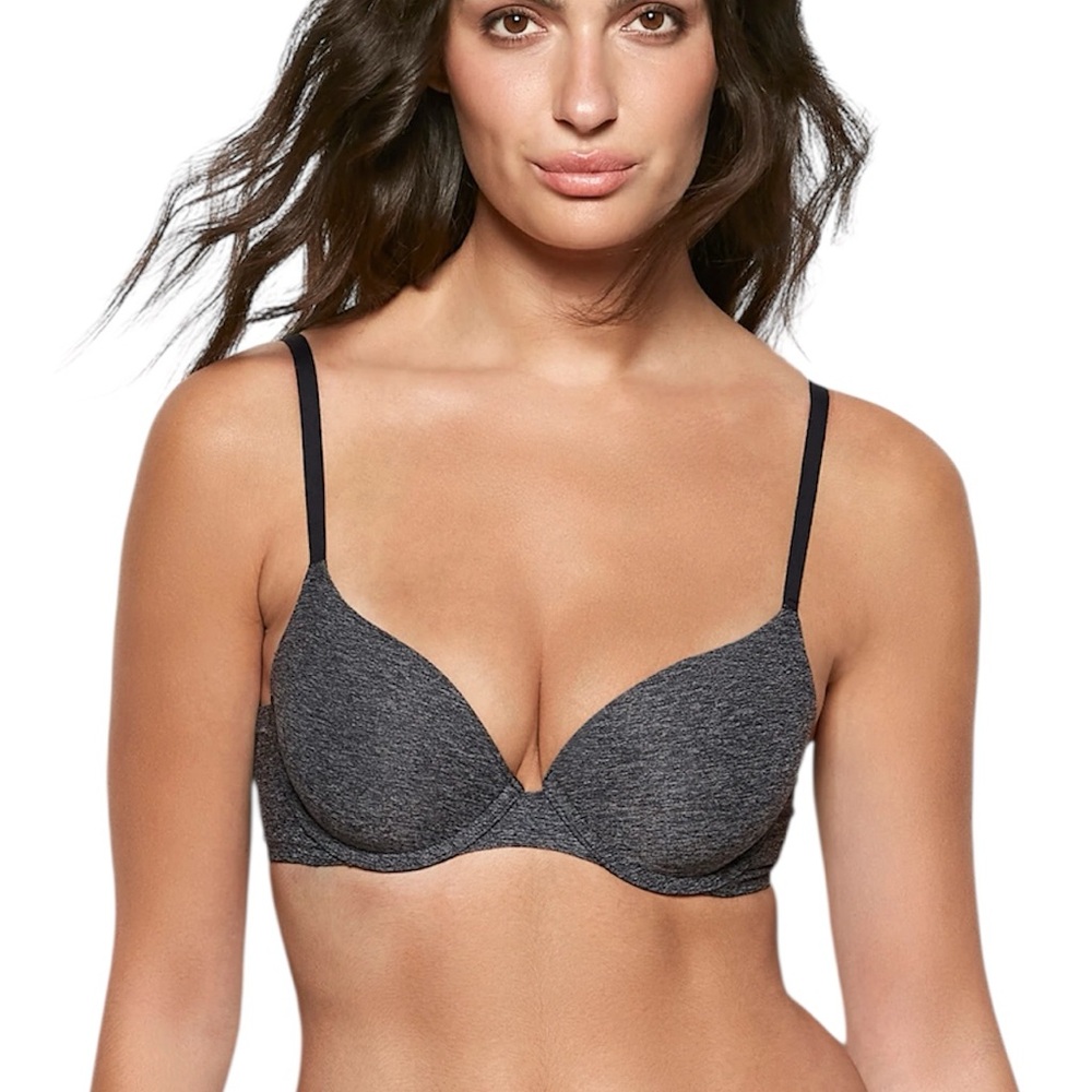 La SENZA | Comfort Edit Lightly Lined Gray T-Shirt Bra with Plunge Neckline Demi